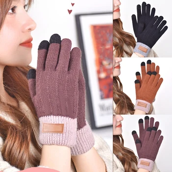 1 шт. мужские женские зимние перчатки с сенсорным экраном, Ветрозащитные лыжные перчатки, теплые толстые трикотажные термальные варежки, спортивное снаряжение для активного отдыха