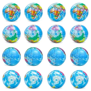  16 Шт. Сжимающие шарики с глобусом, 3-дюймовые игрушки для снятия стресса с Земли, сжимающие шарики, развивающие шарики для упражнений на пальцы