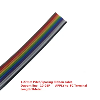  1шт YT2095 с шагом 1,27 мм/дистанционированием Ленточный кабель Dupont line 10-26 P FC терминал Каждая жилка состоит из 7 * 0,12 мм медного провода длиной 1 м