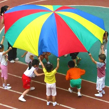  2-5 М Диаметр Открытый Кемпинг Радужный Зонтик Игрушка-Парашют Для Прыжков с Мячом, Интерактивная Командная игра, Игрушка Для Детей, подарок