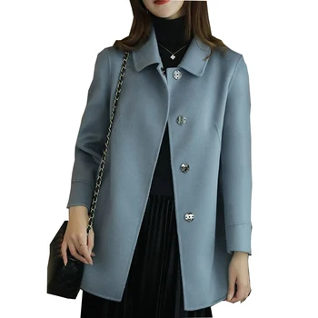  2022 однобортное осенне-зимнее новое повседневное шерстяное пальто в корейском стиле, новое женское модное шерстяное пальто средней и длинной длины из кашемира