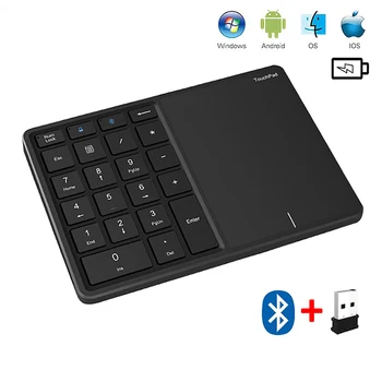  22 Клавиши Беспроводной цифровой клавиатуры 2.4G с сенсорной панелью Mini Bluetooth с цифровой клавиатурой для планшетного ноутбука Accountter PC