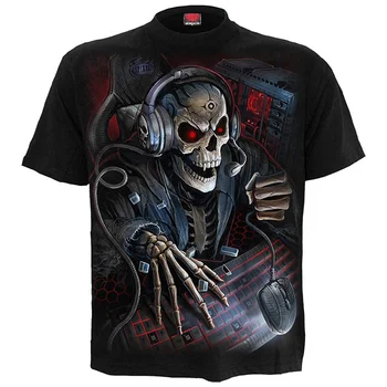  3D футболка, мужская модная футболка с черепом в стиле хип-хоп, Футболка с круглым вырезом и коротким рукавом, Абстрактная мужская футболка в стиле Харадзюку, Большая футболка, Мужская одежда