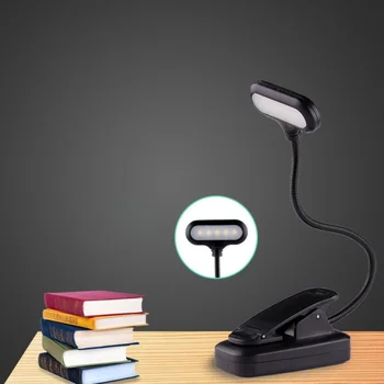  5 светодиодов, работающих на батарейках AAA, Гибкая Ночная Регулируемая светодиодная лампа для книг с зажимом для чтения, настольная лампа для ноутбука, Холодный белый
