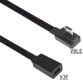  90-градусный 4-кратный угол Micro USB для мужчин и Mini USB для женщин USB-адаптер Конвертер Кабель для зарядного устройства для передачи данных новый снизу справа слева