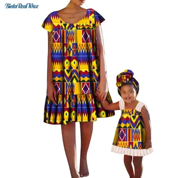  Bazin Riche/ Одежда для мамы и Дочки, Повседневное Платье длиной до колена, Платье для девочек в стиле Дашики, Африканские женские Платья, Семейная Одежда WYQ555