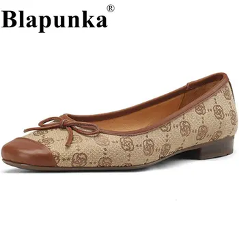  Blapunka, Женская весенняя обувь на плоской подошве из ткани с цветочным рисунком, Милый галстук-бабочка, туфли на плоской подошве с квадратным носком, удобные тонкие туфли на плоской подошве с цветочным рисунком.