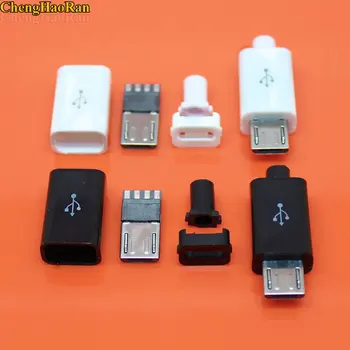  ChengHaoRan 20 комплектов Паяльной Сварочной проволоки соединительный USB-кабель DIY Micro USB Штекерные разъемы Комплект с Крышками Черный белый