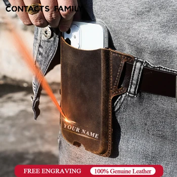  CONTACT'S FAMILY Мужская Спортивная сумка для хранения мобильного телефона на ремне для бега для 5,4-6,9-дюймового мобильного телефона iPhone 14 Pro MAX с кожаными карманами