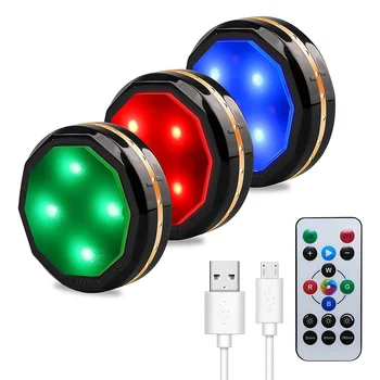  DC5V RGB Цветной светодиодный светильник для шкафа с USB-подзарядкой, 3 лампы, 1 пульт дистанционного управления, Регулируемое украшение дома для спальни, гардероб, фойе