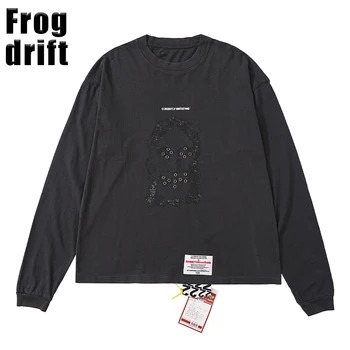  Frog drift Уличная Одежда Винтажный Дизайн Субкультуры RRR123 Oversize Футболка с длинным рукавом для мужчин