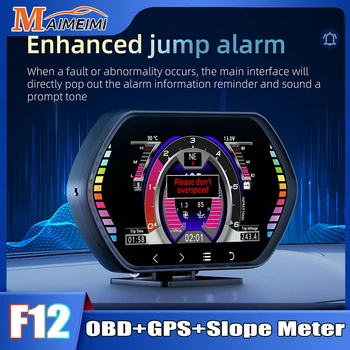 HD F12 HUD OBD GPS Heads Up Дисплей ЖК Сенсорный Экран Спидометр Измеритель Наклона Автомобиля Температура Воды Масла Сигнализация Превышения Скорости Диагностический