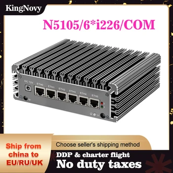  Kingnovy pfSense Брандмауэр 2,5G Маршрутизатор Celeron N5105 6xIntel i226-V B3 LAN 2 * DDR4 NVMe SSD 2500 М Сетевые адаптеры Безвентиляторный Мини-ПК AES-NI ESXi
