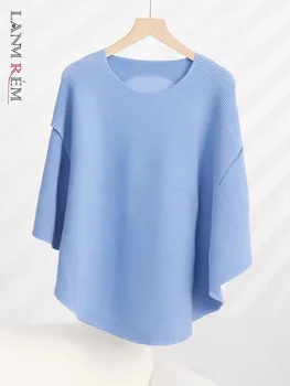  LANMREM Дизайнерская Плиссированная футболка Для Женщин С длинными рукавами 