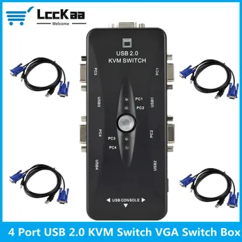 LccKaa USB 2,0 VGA Разветвитель 4 порта kvm переключатель Принтер Мышь Клавиатура Флешка Общий Переключатель 1920 *1440 VGA Переключатель Коробка Адаптер