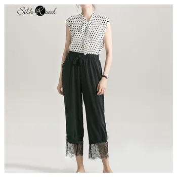  Silviye Шелковый приталенный топ в горошек, женская рубашка с шелковой лентой, жилет без рукавов, футболка blusas mujer de moda 2020