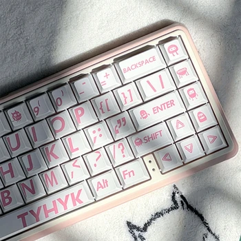 T8WC 132 Клавиши, розовые колпачки с большими буквами для механической клавиатуры MX, вишневый ключ из ПБТ