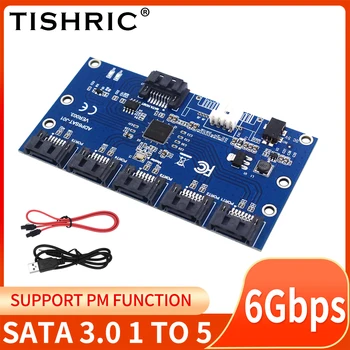  TISHRIC SATA От 1 до 5 Портов SATA Конвертер Карт Расширения Riser Multiplier SATA 3,0 6 Гбит/с Жесткий Диск HDD SSD Аксессуар
