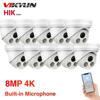  Vikylin 4K IP-камера PoE Полноцветная 8MP 5MP ColorVu Встроенный микрофон Обнаружение движения Plug & Play Hik NVR Камеры Видеонаблюдения