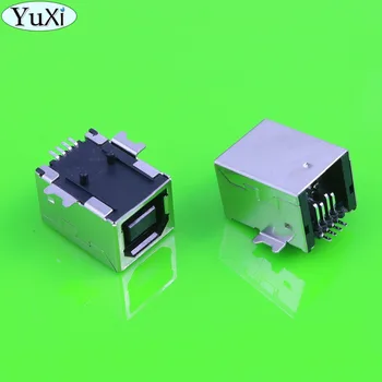  YuXi USB Type B Гнездовые Разъемы для пайки Разъем для печатной платы USB-B type 180 градусов 4 контакта SMD USB-BF Для интерфейса факсимильной связи