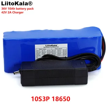  Аккумуляторная батарея LiitoKala 36V 10Ah 10S3P 18650, модифицированные Велосипеды, литий-ионные аккумуляторы для электромобилей + зарядное устройство 2A