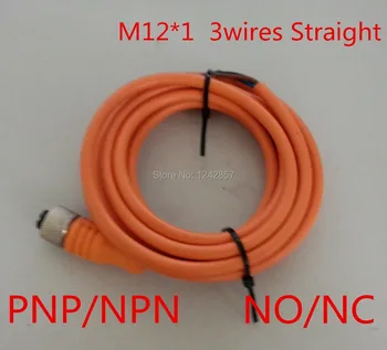  Бесплатная доставка, M12 * 1 3 провода NPN/PNP, без/NC прямой штекерный разъем датчика