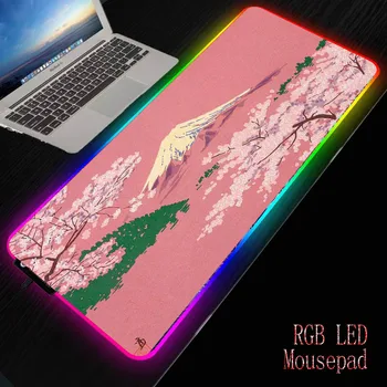  Большой игровой коврик для мыши для ПК с розовыми цветами RGB, коврик для компьютерной мыши для Геймеров, коврик для мыши XXL, Настольный коврик, коврик с подсветкой для клавиатуры Mause