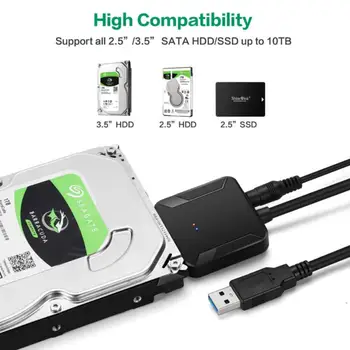  Высокоскоростной USB-кабель Usb3.0 Для передачи данных 2,5/3,5-дюймовый адаптер для жесткого диска Универсальный 5 Гбит/с Sata к Usb3.0 Кабель