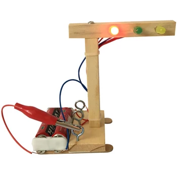  Детский Научный эксперимент для детей, мальчиков, Мини Деревянный светофор, светодиодная студенческая штуковина, обучающие игрушки 