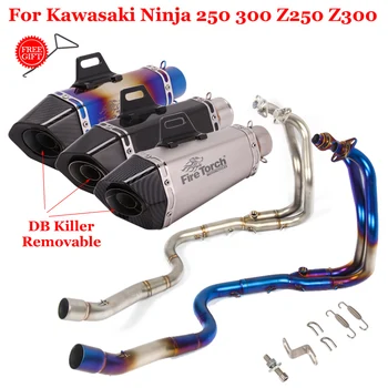  Для Kawasaki Ninja250 Ninja300 Z250 Z300 2008-2017 Мотоцикл Выхлопная труба Модифицированная Передняя соединительная труба Мото Глушитель DB Killer