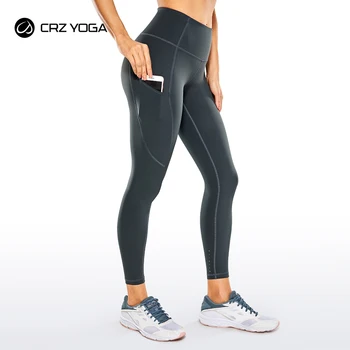  Женские леггинсы для тренировок CRZ YOGA с обнаженным телом 25 дюймов - Штаны для йоги с высокой талией и боковыми карманами