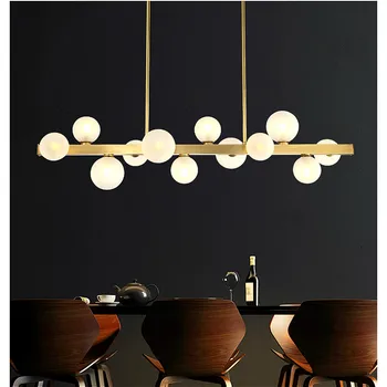  Золотистая/черная светодиодная люстра из длинного стекла, используемая для обеденного стола, барной стойки, офиса, ресторанной люстры, современного роскошного освещения