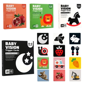  Игрушка для сенсорного познания Монтессори, карточка для визуальной стимуляции ребенка, Черно-белая Высококонтрастная флеш-карта для раннего детского образования