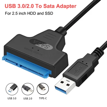  Кабель SATA-USB 3,0/2,0 Со скоростью до 6 Гбит/с для 2,5-дюймового внешнего жесткого диска SSD SSD SATA 3 22-Контактный адаптер USB 3,0-Sata III Шнур
