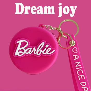  Кавайный Розовый кошелек для монет Барби, брелок для ключей, Модная сумка, Подвеска, чехол на Шнурке, Аксессуары для хранения наушников, Игрушки для девочек, Женский подарок