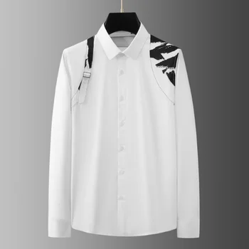  Камуфляжный плечевой ремень с металлической пряжкой, индивидуальный дизайн, мужская рубашка с длинными рукавами, приталенная универсальная рубашка