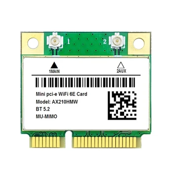 Карта WiFi 6E AX210HMW Mini PCI-E Wifi6e Карта Bluetooth-совместимая 5.2 Для беспроводного адаптера AX210 5374 Мбит/с Быстрая-