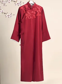  Китайский халат со стоячим воротником со скошенной передней частью, костюм в стиле ретро Тан, костюм для выступлений