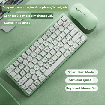  Комбо с Bluetooth клавиатурой и мышью 2,4 G, Мини Перезаряжаемый беспроводной набор клавиатуры и мыши для ПК с Android IOS Windows, телефона, планшета