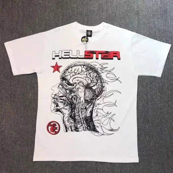  Летняя Новая футболка Hellstar, Модная Креативная футболка с буквенным принтом HELLSTAR, Высококачественная Хлопковая Дышащая Футболка, Мужская Женская Футболка