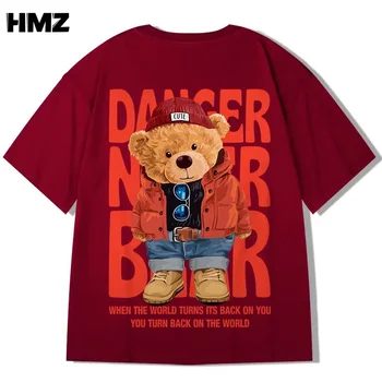  Летняя хлопковая футболка HMZ, мужские футболки с мультяшным принтом, хип-хоп Свободная Уличная одежда, мужская футболка Harajuku, Негабаритный топ, футболка для Хай-стрит