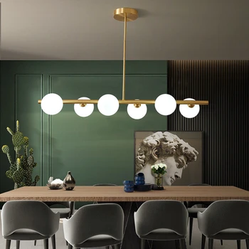  Люстра в скандинавском стиле из белого стеклянного шара для гостиной, обеденного стола, спальни, Современная подвесная лампа для внутреннего светодиодного освещения, декоративные светильники