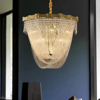  Люстра из американского хрусталя для гостиной, роскошная золотая вилла, лампа для столовой, островное светодиодное освещение