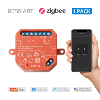  Модуль Реле переключения ZigBee 2 Gang Работает с приложением Tuya Smart Life Google Home Alexa Таймер Выключатель света Домашней Автоматизации MQTT