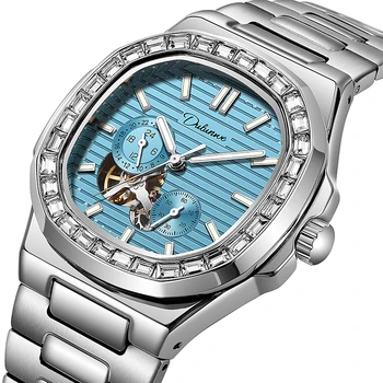  Мужские часы, автоматические механические спортивные часы, мужские наручные водонепроницаемые часы, Роскошные повседневные Небесно-голубые часы от ведущего бренда reloj hombre