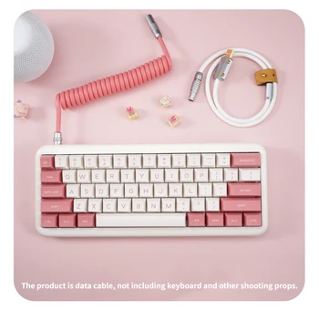  Настраиваемая клавиатура GeekCable, спираль передачи данных, воздушная вставка сзади, суперэластичная резина, теплый розовый + белый