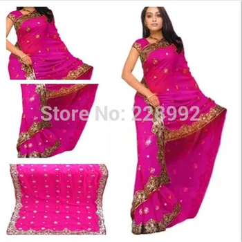  Национальная индийская одежда Платье Сари с вышивкой Классический Топ из Жоржета и пайеток Saree Размер на заказ 13 цветов