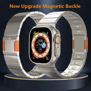  Новое обновление с магнитной пряжкой для Apple Watch Ultra 2-49 мм ремешок 9 8 7 45 мм 44 мм регулируемый браслет из нержавеющей стали 42 ремешка