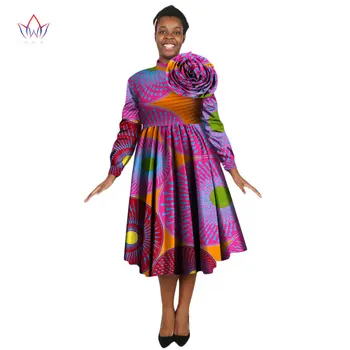  Новые африканские платья для женщин Bazin Riche, Африканская одежда с длинным рукавом, Дашики, Съемное платье с большим розовым цветком, WY1999