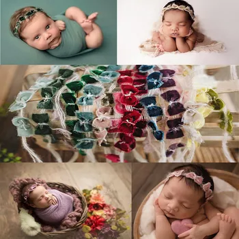  Повязки на голову для новорожденных девочек, Банты, эластичный цветок Бебе, Аксессуары для волос для новорожденных, реквизит для фотосъемки, головные уборы